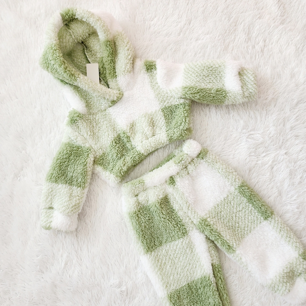 Buffalo Plaid Baby Girls Teddy Set